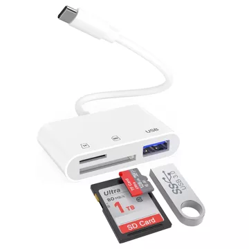 Čtečka SD TF karet USB Alogy adaptér s USB-C konektorem pro Apple iPhone iPad White