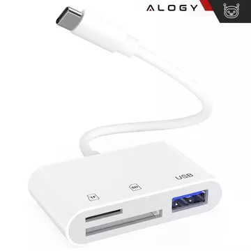 Čtečka SD TF karet USB Alogy adaptér s USB-C konektorem pro Apple iPhone iPad White