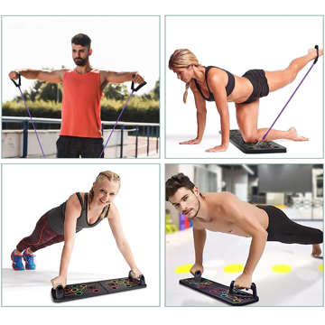 Cvičební sestava Plank 2x provazová madla na kliky s lany Push Up Board Fitness 25v1 Černá