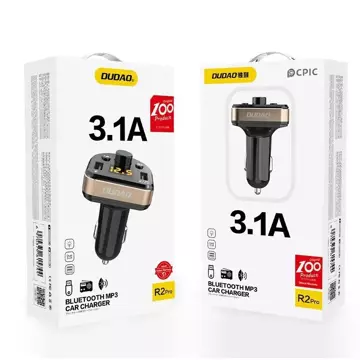 Dudao FM Transmitter Bluetooth nabíječka do auta MP3 3.1 A 2x USB černá (R2Pro černá)