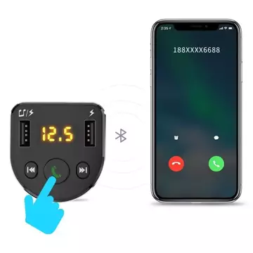 Dudao FM Transmitter Bluetooth nabíječka do auta MP3 3.1 A 2x USB černá (R2Pro černá)