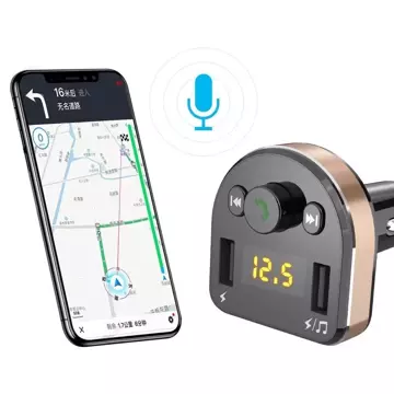 Dudao FM Transmitter Bluetooth nabíječka do auta MP3 3.1 A 2x USB černá (R2Pro černá)