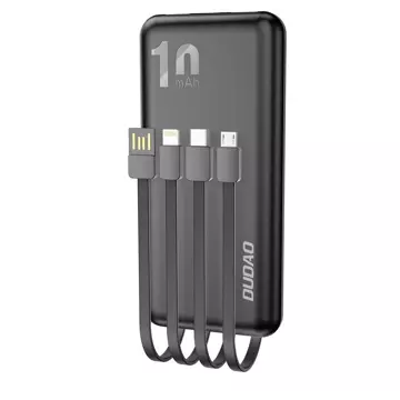 Dudao K6Pro Universal 10000mAh Power Bank s USB kabelem, USB Type C, Lightning Black (K6Pro-black)