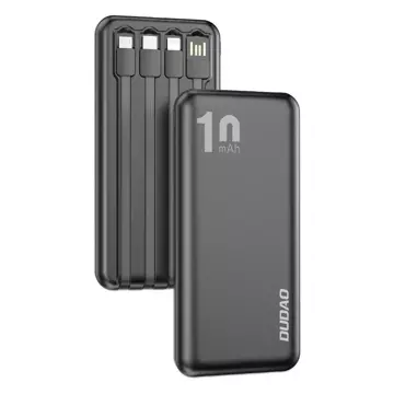 Dudao K6Pro Universal 10000mAh Power Bank s USB kabelem, USB Type C, Lightning Black (K6Pro-black)