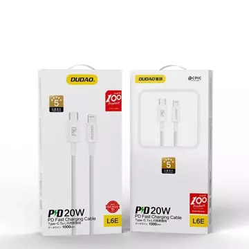 Dudao L6E kabel USB typu C - Lightning PD 20W bílý (L6E)