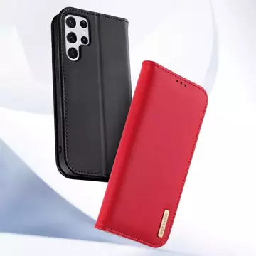 Dux Ducis Hivo Leather Flip Cover Originální kožená peněženka na karty a dokumenty Samsung Galaxy S22 Ultra Black