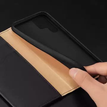 Dux Ducis Hivo Leather Flip Cover Originální kožená peněženka na karty a dokumenty Samsung Galaxy S22 Ultra Black