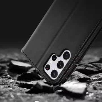 Dux Ducis Hivo Leather Flip Cover Originální kožená peněženka na karty a dokumenty Samsung Galaxy S22 Ultra Black