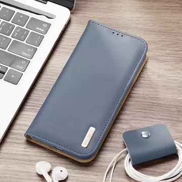 Dux Ducis Hivo Leather Flip Cover Originální kožená peněženka na karty a dokumenty Samsung Galaxy S22 Ultra Blue