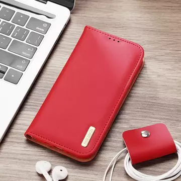 Dux Ducis Hivo Leather Flip Cover Originální kožená peněženka na karty a dokumenty iPhone 14 Pro Max Red