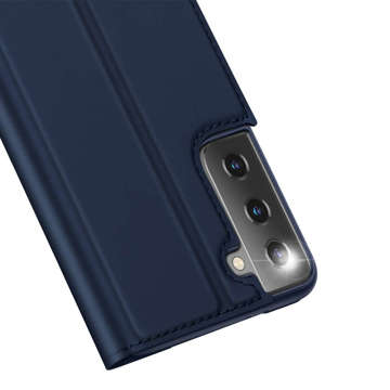 Dux Ducis Skin Pro Flip Ochranné pouzdro Kožené pro Samsung Galaxy S21 Plus 5G Navy Blue Glass