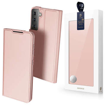 Dux Ducis Skin Pro Flip ochranné pouzdro kožené pro Samsung Galaxy S21 Plus 5G růžové sklo