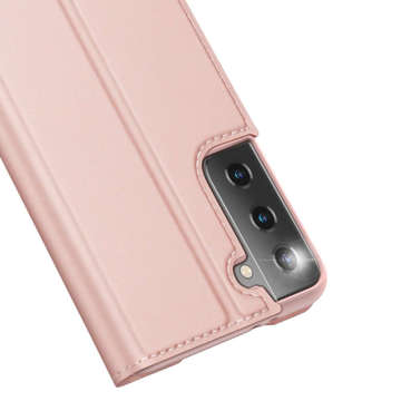 Dux Ducis Skin Pro Flip ochranné pouzdro kožené pro Samsung Galaxy S21 Plus 5G růžové sklo