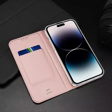 Dux Ducis Skin Pro iPhone 15 Pro pouzdro s klopou a peněženkou - růžové