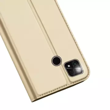 Dux Ducis Skin Pro pouzdro Xiaomi Poco C40 kryt s flip card wallet zlatým stojánkem