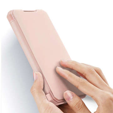 Dux Ducis Skin X kožené ochranné flipové pouzdro pro Galaxy S21 5G růžové sklo