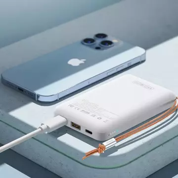 Duzzona magnetická powerbanka 10000 mAh s funkcí bezdrátového nabíjení (MagSafe, Qi) USB-A / USB-C 22,5W bílá (W5)