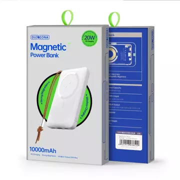 Duzzona magnetická powerbanka 10000 mAh s funkcí bezdrátového nabíjení (MagSafe, Qi) USB-A / USB-C 22,5W bílá (W5)