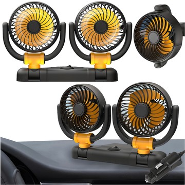 Dvojitý automobilový ventilátor do kokpitu, nastavitelný, tichý, do zapalovače cigaret pro Alogy Car 12V Black