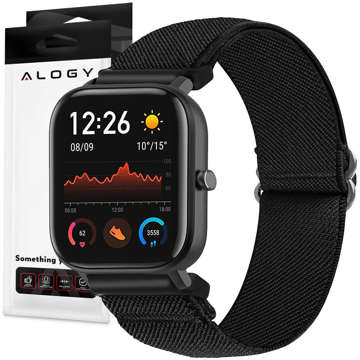 Elastický řemínek Univerzální Nylon Alogy Nylon Smartwatch pásek 20 mm černý