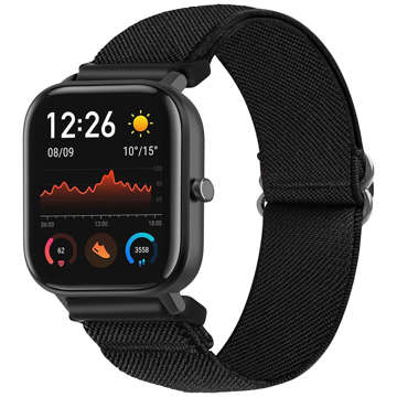 Elastický řemínek Univerzální Nylon Alogy Nylon Smartwatch pásek 20 mm černý