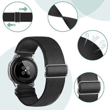 Elastický řemínek Univerzální Nylon Alogy Nylon Smartwatch pásek 20 mm černý