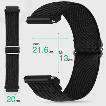 Elastický řemínek Univerzální Nylon Alogy Nylon Smartwatch pásek 20 mm černý