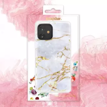 Elegantní pouzdro Kingxbar Marble Series s potiskem mramoru iPhone 12 Pro Max bílé azurové