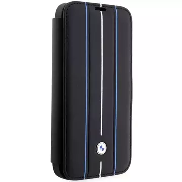 Etui BMW BMBKP14X22RVSK do Apple iPhone 14 Pro Max 6,7" knihovna Kožené razítko Blue Lines