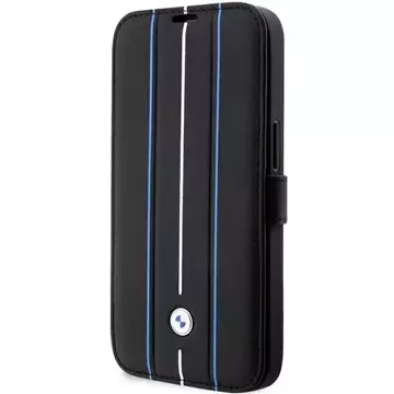 Etui BMW BMBKP14X22RVSK do Apple iPhone 14 Pro Max 6,7" knihovna Kožené razítko Blue Lines