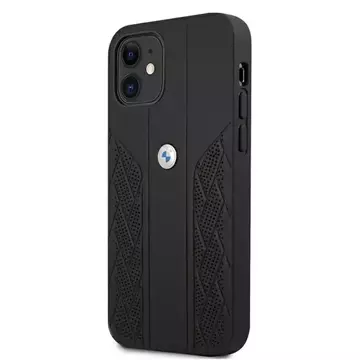 Etui BMW BMHCP12SRSPPK do iPhone 12 mini 5,4" pevný obal Leather Curve Perforate černý/černý