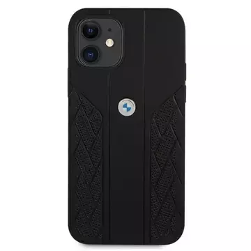 Etui BMW BMHCP12SRSPPK do iPhone 12 mini 5,4" pevný obal Leather Curve Perforate černý/černý