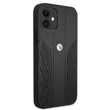 Etui BMW BMHCP12SRSPPK do iPhone 12 mini 5,4" pevný obal Leather Curve Perforate černý/černý