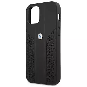 Etui BMW BMHCP12SRSPPK do iPhone 12 mini 5,4" pevný obal Leather Curve Perforate černý/černý