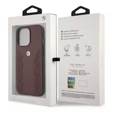 Etui BMW BMHCP13LRSPPR do Apple iPhone 13/ 13 Pro 6,1" pevné pouzdro Leather Curve Perforate