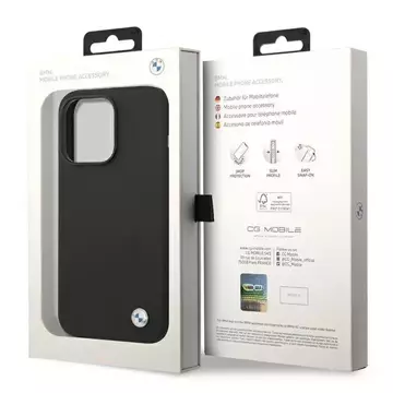 Etui BMW BMHCP14XSILBK pro iPhone 14 Pro Max 6,7" silikonové kovové logo