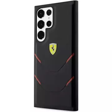 Etui Ferrari FEHCS23LPBAK do Samsung Galaxy S23 Ultra S918 černé/černé pevné pouzdro Hot Stamp Lines