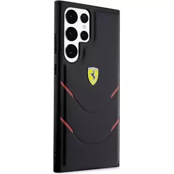 Etui Ferrari FEHCS23LPBAK do Samsung Galaxy S23 Ultra S918 černé/černé pevné pouzdro Hot Stamp Lines