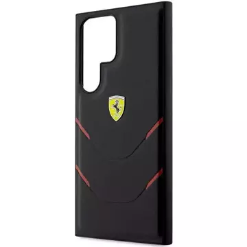 Etui Ferrari FEHCS23LPBAK do Samsung Galaxy S23 Ultra S918 černé/černé pevné pouzdro Hot Stamp Lines