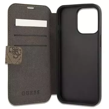 Etui Guess GUBKP13X4GMGBR do Apple iPhone 13 Pro Max 6,7" brązowy/hnědá kniha 4G Big Metal Logo