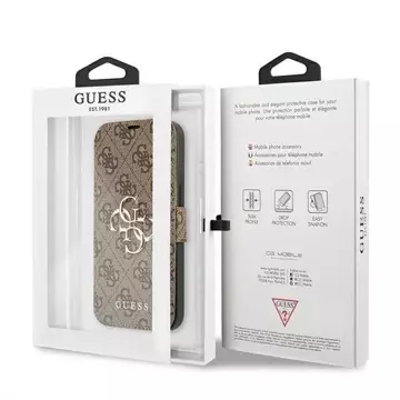 Etui Guess GUBKP13X4GMGBR do Apple iPhone 13 Pro Max 6,7" brązowy/hnědá kniha 4G Big Metal Logo