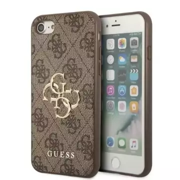 Etui Guess GUHCI84GMGBR pro Apple iPhone 7/8 SE 2020 / SE 2022 brązowy/hnědé pevné pouzdro 4G Big Metal Logo