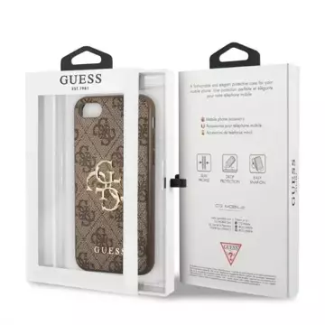 Etui Guess GUHCI84GMGBR pro Apple iPhone 7/8 SE 2020 / SE 2022 brązowy/hnědé pevné pouzdro 4G Big Metal Logo