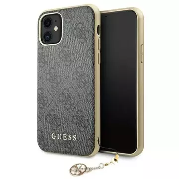 Etui Guess GUHCN61GF4GGR pro Apple iPhone 11 6,1" / Xr šedý/szary pevný obal 4G Charms Collection