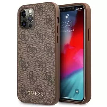 Etui Guess GUHCP12LG4GFBR pro iPhone 12 Pro Max 6,7" pevný obal 4G kovové zlaté logo