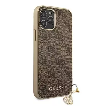 Etui Guess GUHCP12LGF4GBR pro iPhone 12 Pro Max 6,7" pevné pouzdro 4G Charms Collection brązowy/hnědé