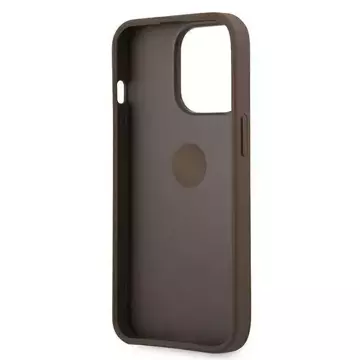 Etui Guess GUHCP13L4GMRBR pro Apple iPhone 13 Pro / 13 6,1" brązowý/hnědý pevný obal 4G s kroužkovým stojánkem