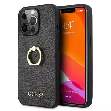 Etui Guess GUHCP13L4GMRGR pro Apple iPhone 13 Pro / 13 6,1" szary/grey hardcase 4G s kroužkovým stojánkem