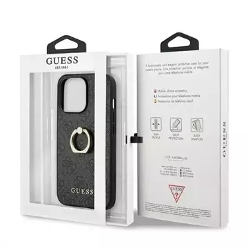 Etui Guess GUHCP13L4GMRGR pro Apple iPhone 13 Pro / 13 6,1" szary/grey hardcase 4G s kroužkovým stojánkem