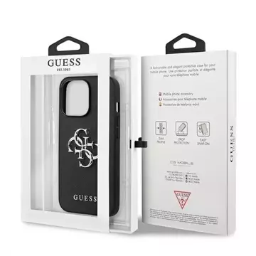 Etui Guess GUHCP13LSA4GSBK na iPhone 13 Pro/13 6,1" pevný obal Saffiano 4G Metal Logo